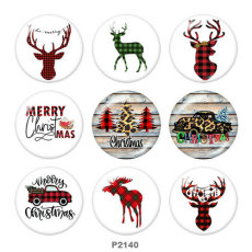 20MM  Christmas  Car  Deer  Print  glass snaps buttons