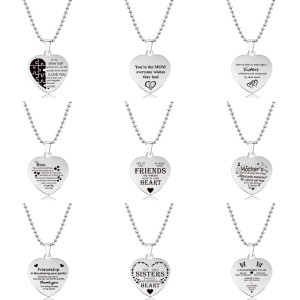 Stainless Steel Love Heart Stainless Steel Pendant Lettering Christmas Gift