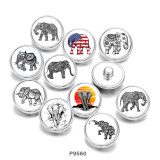 20MM  Elephant   Print   glass  snaps buttons