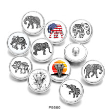 20MM  Elephant   Print   glass  snaps buttons