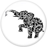 20MM  Elephant   Print   glass  snaps buttons