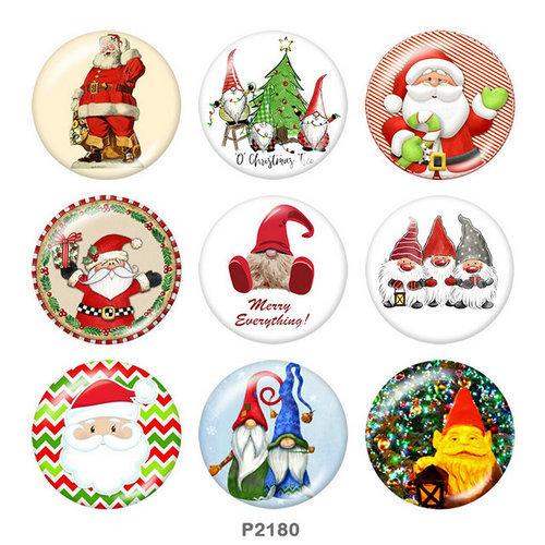 20MM  Christmas   Santa Claus   Print   glass  snaps buttons