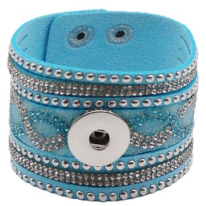 Partnerbeads 21CM black leather bracelets fit 18/20MM snaps chunks KC0292 snaps jewelry