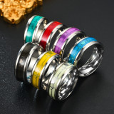 Stainless steel luminous heartbeat ring ECG couple ring