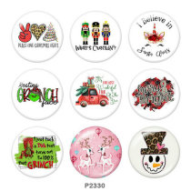20MM  Christmas  Car  Snowman  Print   glass  snaps buttonDeer