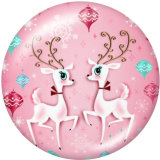 20MM  Christmas  Car  Snowman  Print   glass  snaps buttonDeer