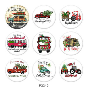 20MM  Christmas  Car   Print   glass  snaps buttons