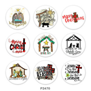 20MM  Christmas  Cross  Print  glass  snaps buttonDeer