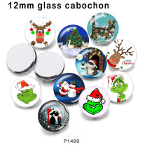 10pcs/lot  Christmas  Deer  glass picture printing products of various sizes  Fridge magnet cabochon