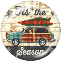 20MM  Christmas  Car   Print   glass  snaps buttons