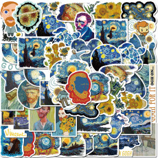 40 pieces of Van Gogh works sunflower oil painting graffiti stickers luggage laptop guitar waterproof stickers
