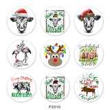 20MM  Christmas  Deer   cattle   Print   glass  snaps buttons