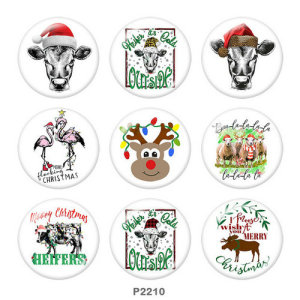 20MM  Christmas  Deer   cattle   Print   glass  snaps buttons