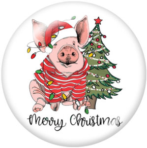 20MM  Christmas  Deer  Horse  pig  Print   glass  snaps buttons