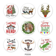 20MM  Christmas  Deer  Horse  pig  Print   glass  snaps buttons