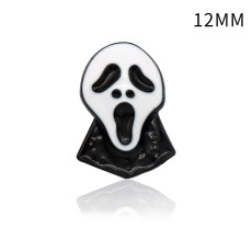 12MM Halloween design metal silver plated snap charms Multicolor