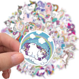 50 cartoon unicorn graffiti stickers suitcase guitar skateboard waterproof and no glue
