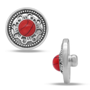 20MM Red turquoise  design metal silver plated snap charms