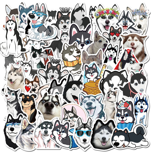50 cute pet husky graffiti stickers suitcase laptop thermos computer waterproof stickers