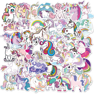 50 cartoon unicorn graffiti stickers suitcase guitar skateboard waterproof and no glue