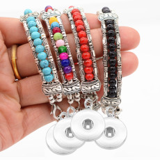 Turquoise colored silver bracelet fit18&20MM  snaps jewelry