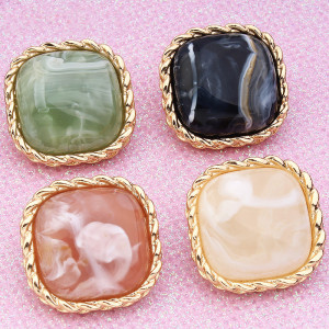 20mm golden metal square high-grade resin charms fit 20mm snap jewelry