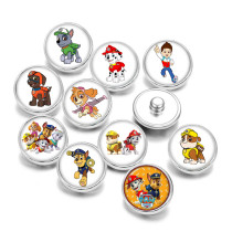 20MM  Cartoon  dog  Print   glass  snaps buttons
