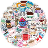 50 new cartoon coffee graffiti stickers water cup trolley case motorcycle notebook guitar waterproof stickers
