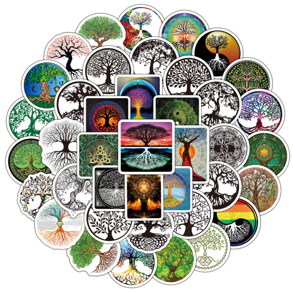 50 new totem tree of life graffiti stickers waterproof suitcase notebook scooter water cup stickers