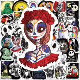 50 new zombie brides and Christmas horror night Halloween graffiti stickers water cup trolley case waterproof stickers