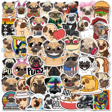 50 new cartoon sharpei dog pug graffiti stickers water cup trolley case scooter helmet waterproof stickers