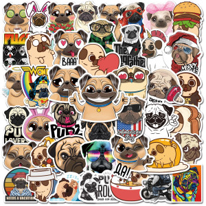 50 new cartoon sharpei dog pug graffiti stickers water cup trolley case scooter helmet waterproof stickers