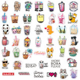 50 cute pearl milk tea graffiti stickers notebook guitar water cup trolley case waterproof stickers