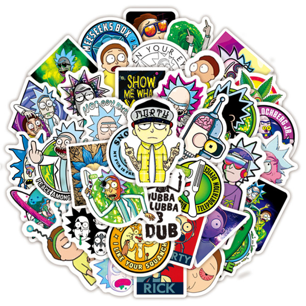 50 trumpeter Rick and Morty graffiti stickers skateboard water cup trolley stickers