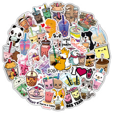 50 cute pearl milk tea graffiti stickers notebook guitar water cup trolley case waterproof stickers