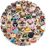50 new cartoon sharpei dog pug graffiti stickers water cup trolley case scooter helmet waterproof stickers