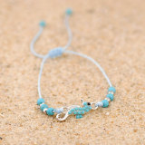 Blue hand-woven bracelet, starfish seahorse owl research rudder pendant, adjustable wax bracelet