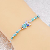 Blue hand-woven bracelet, starfish seahorse owl research rudder pendant, adjustable wax bracelet