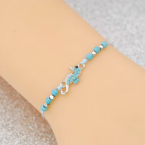 Blue hand-woven bracelet, starfish seahorse owl research rudder pendant, adjustable wax bracelet