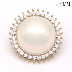 20MM High quality metal pearl  gold plated snap charms fit 20mm snap jewelry