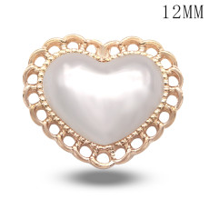 12MM love High quality metal pearl  gold plated snap charms fit 12mm snap jewelry