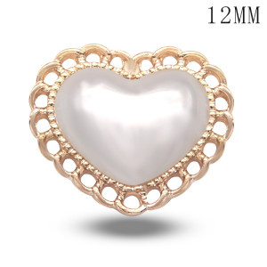 12MM love High quality metal pearl  gold plated snap charms fit 12mm snap jewelry