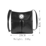 Simple fashion large capacity single shoulder bag messenger bag soft leather all-match casual fit 18mm snap button jewelry