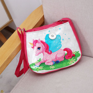 New Unicorn Children's Unicorn Shoulder Messenger Bag Korean Children's Cartoon Kindergarten Backpack fit 18mm snap button jewelry