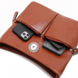 Simple fashion large capacity single shoulder bag messenger bag soft leather all-match casual fit 18mm snap button jewelry