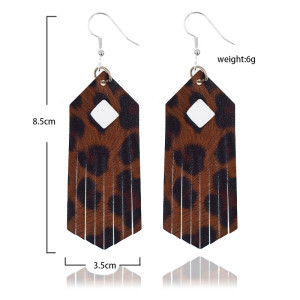 Leopard tassel bright color Leather Earrings