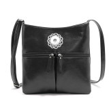 Simple fashion large capacity single shoulder bag messenger bag soft leather all-match casual fit 18mm snap button jewelry