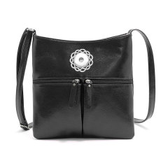 Simple fashion large capacity single shoulder bag messenger bag soft leather all-match casual fit 18mm snap button jewelry