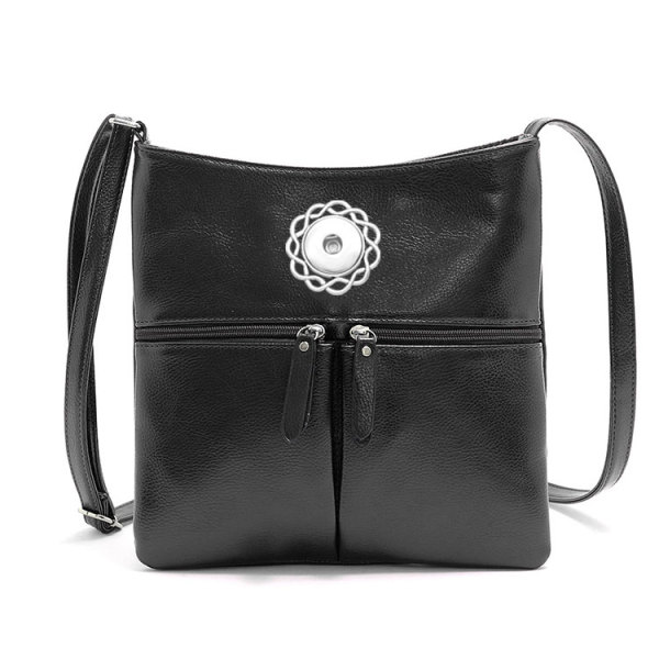 Simple fashion large capacity single shoulder bag messenger bag soft leather all-match casual fit 18mm snap button jewelry