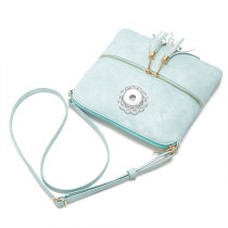 Double tassel front pocket zipper diagonal shoulder bag women's bag shoulder bag fit 18mm snap button jewelry